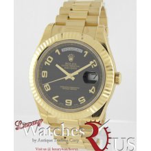 Rolex Day-date Ii President - Yellow Gold 218238 Fluted Bezel - Black Wave Dial