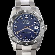 Rolex diamond bezel datejust watch pearlmaster date just roman dial SS