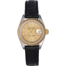 Rolex Ladies 2-Tone Datejust Watch 69173 Champagne Tapestry Dial