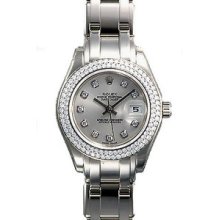 Rolex Ladies Pearlmaster White Gold Diamond Ladies Watch 80339