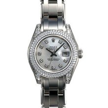 Rolex Ladies Pearlmaster White Gold Diamond Ladies Watch 80359