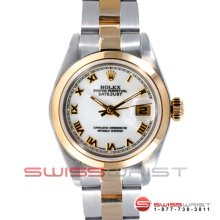 Rolex Ladies Quickset Datejust Two Tone 69163 White Roman Dial