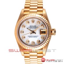 Rolex Ladies Yellow Gold President Mother of Pearl Diamond Dial 69178