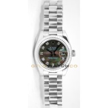 Rolex Ladys President New Style Heavy Band Model 179179 Custom Added Tehetian Mother Of Pearl Diamond Dial