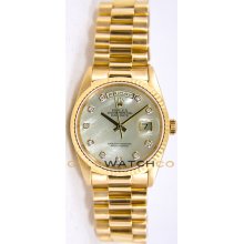 Rolex Mens 18K Yellow Gold President Day Date Model 18238 Custom Added MOP Diamond Dial