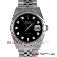 Rolex Mens Datejust Black Diamond Dial Jubilee Band All Original