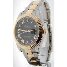 Rolex Mens Datejust Ii 116333 V 18k Gold & Steel Box & Papers Jewels In Time