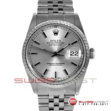 Rolex Mens Datejust Stainless Steel Silver Stick Engine Turn Jubilee