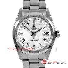 Rolex Mens SS Date 15200 w/ White Roman Dial - Smooth Bezel - Oyster