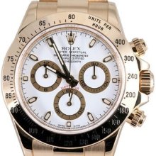 Rolex Mens Yellow Gold Daytona White Dial