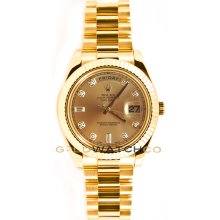 Rolex New Style 41mm Day Date II Model 218238 18K Yellow Gold with Champagne Diamond Dial
