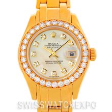 Rolex Pearlmaster 18k Yellow Gold Diamond Ladies Watch 69298