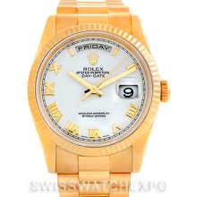 Rolex President Day Date Mens 18k Yellow Gold Watch 118238