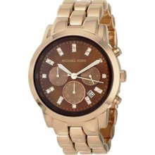 Rose Gold Stainless Steel Link Bracelet Quartz Chronograph
