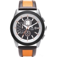 Royal London Men's Quartz Watch With Black Dial Analogue Display And Orange Leather Strap 40132-03