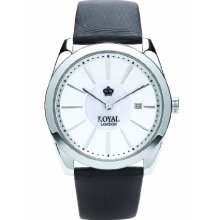 Royal London Women's Quartz Watch With Mother Of Pearl Dial Analogue Display And Black Leather Strap 20122-01