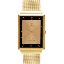 Sartego Men's Gold Tone Dress Gold Dial Mesh Band SVS812