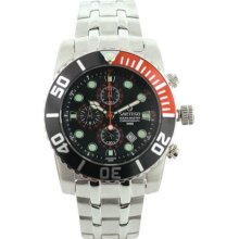 Sartego Men's Ocean Master Stainless Steel Chronograph Watch Black Dial, Black Subdials, Black with Red Bezel, - Sartego Watches