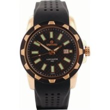 Sartego Sqq50 Gold Tone Stainless Steel Landmaster Black Checkered Dial Rubb