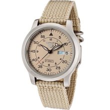 Seiko 5 Military Tan Dial Automatic Watch with Tan Canvas Strap #SNK803K2
