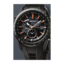 Seiko Astron Solar GPS PVD Rubber 47 mm Watch - Black/Orange Dial, Black Rubber Strap SAST025 Sale Authentic