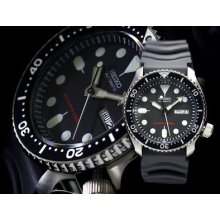 Seiko Auto Diver 200m Skx007 Skx007k Skx007k1 Black Rubber Band 100% Authentic