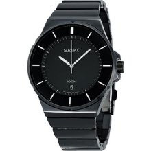Seiko Casual Black Dial Black Polyurethane Mens Watch Sgeg21