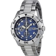 Seiko Chronograph Blue Dial Stainless Steel Mens Watch Sndd97