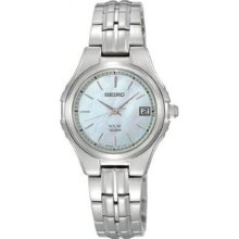 Seiko Dress White Mop Dia Silver Tone Stainless Steel Band Ladies ...