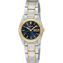 Seiko Ladies Bracelet Watch Stainless & Gold Tone Blue Dial SXA120