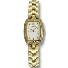 Seiko Ladies Gold Tone Dress Watch White Dial SXM596