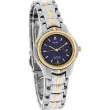 Seiko Ladies Perpetual Calendar Midnight Blue Date Dial Two Tone Watch SWD050