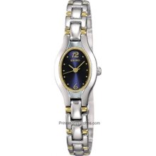 Seiko Ladies Stainless & Gold-Tone Watch - Blue Oval Face SXGJ73