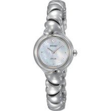 Seiko Ladies Stainless Steel Solar Quartz Mother Of Pearl Dial Heart Shapes on Bracelet SUP097