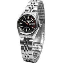 Seiko Ladies Stainless Steel Seiko 5 Automatic Dress Black Dial SYMA43