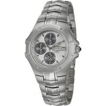 Seiko Mens Coutura Alarm Chronograph Silver-Tone Dial SNAE55