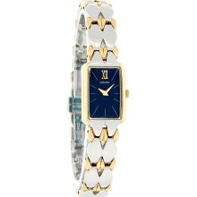 Seiko Quartz Ladies Blue Dial Fancy Two Tone Bracelet Dress Watch SYL808 New