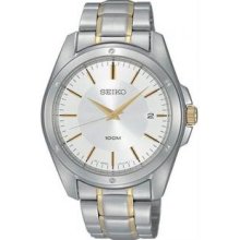 Seiko SGEF83 Mens Two Tone Stainless Steel Quartz Silver Dial Date Display