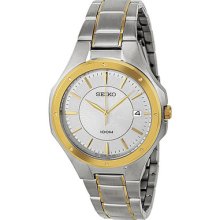 Seiko Silver Dial Two-tone Stainless Steel Mens Watch Sgedf62