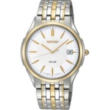 Seiko Sne136p1 Men's Solar Stainless Steel Band White Dial Watch