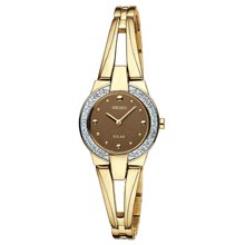 Seiko Solar SwarovskiÂ® Crystals Brown Dial Women's watch #SUP054