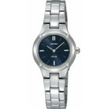 Seiko Solar Women`s Stainless Steel Bracelet Watch W/ Blue Dial
