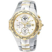 Seiko Spl002 Coutura World Timer Two Tone Men's Watch -great Gift