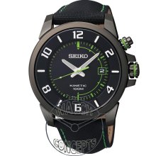 Seiko Sport wrist watches: Kinetic Steel Black/Green ska557