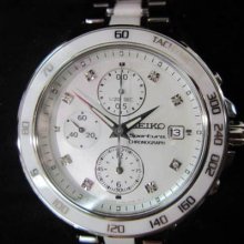 Seiko Sportura Solar Women's Watch Chrono Diamond Mop Dial Original Edition