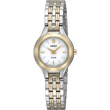 Seiko SUP004 Solar Ladies Watch Silver Dial 2-tone Case