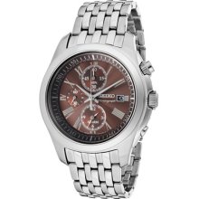 Seiko Watches Men's Chronograph Brown Dial Stainless Steel Stainless S