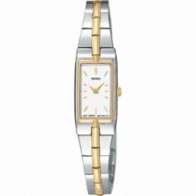 Seiko Women`s Stainless Gold Square Face White Dial Watch