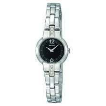 Seiko Women's Quartz Watch With Black Dial Analogue Display And Silver Stainless Steel Bracelet Sujg43p2