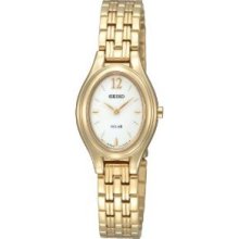 Seiko Women's Sup008 Two-tone Solar Silver Oval Dial Watch